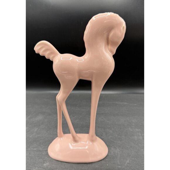 Art Deco Mid Century Mauve Ceramic Pottery Horse Statue Figurine - Picture 3 of 9